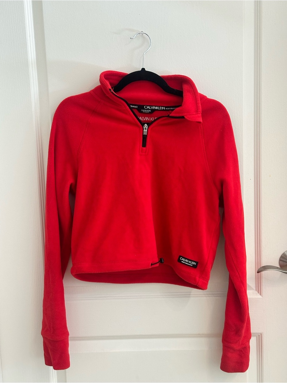 Calvin Klein Red Quarter-Zip Fleece Pullover